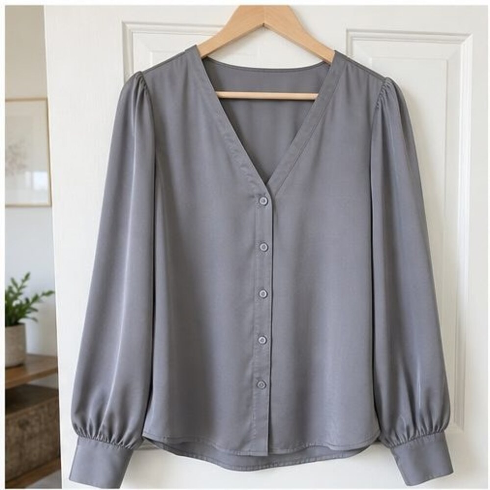 Gray Lace Trim Top